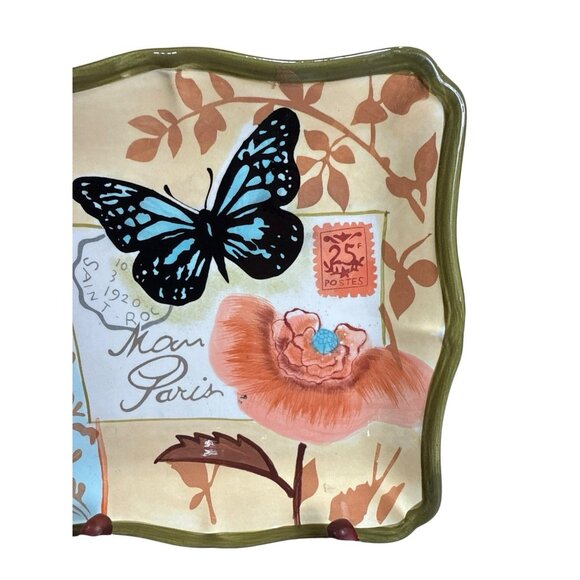 2 Butterfly by Certified international /Jennifer Brinley Square Salad Plate 8.5' - Picture 4 of 8